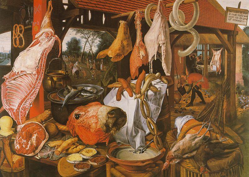 Pieter Aertsen  Butcher's Stall with the Flight into Egypt oil painting image